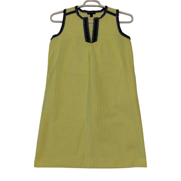J. Crew Women's Neon Split Neck Sleeveless Pullover Mini Shift Dress Sz 2 Yellow - Picture 2 of 7